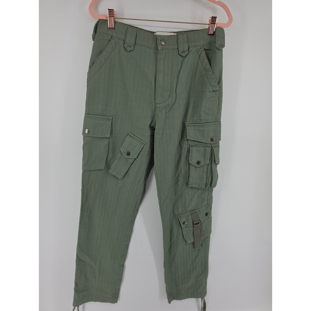 BDG Urban Outfitters Olive Green Herringbone Multi Pocket Cargo Pants Size 28